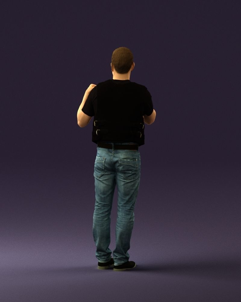 Man in black vest boxer pose 0814 3D model_18