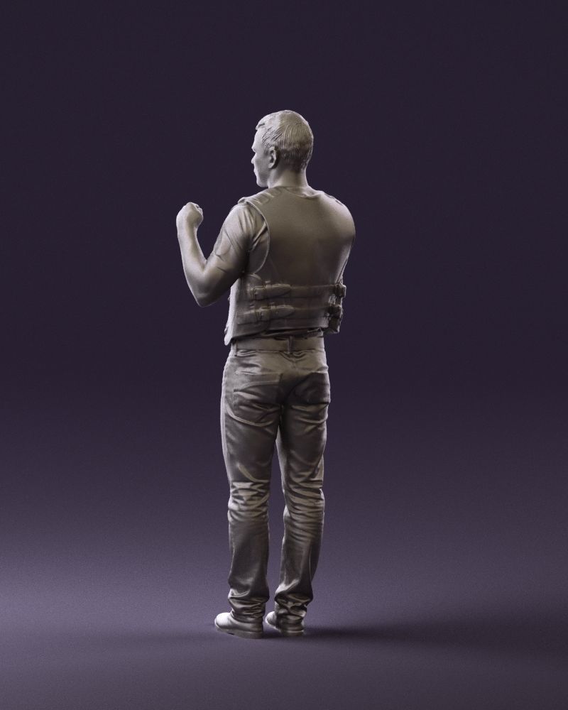 Man in black vest boxer pose 0814 3D model_22