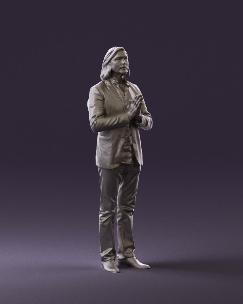 Man in blue top jeans hands like praying 0828 3D Print Ready 3D print model_4