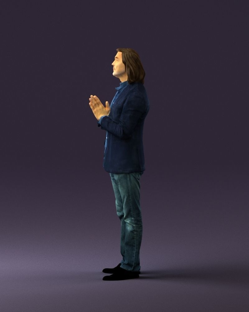 Man in blue top jeans hands like praying 0828 3D Print Ready 3D print model_17