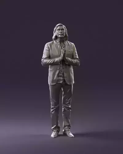 Man in blue top jeans hands like praying 0828 3D Print Ready 3D print model