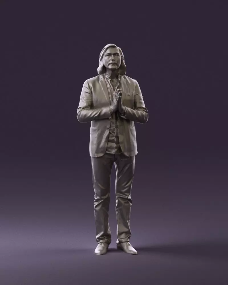Man in blue top jeans hands like praying 0828 3D Print Ready 3D print model_0
