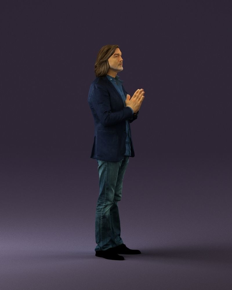 Man in blue top jeans hands like praying 0828 3D Print Ready 3D print model_7