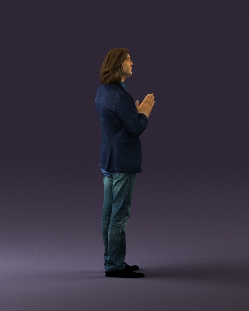 Man in blue top jeans hands like praying 0828 3D Print Ready 3D print model_9