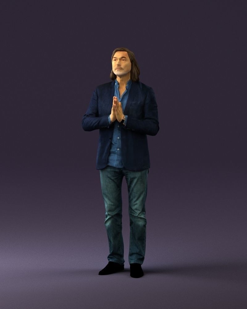 Man in blue top jeans hands like praying 0828 3D Print Ready 3D print model_21