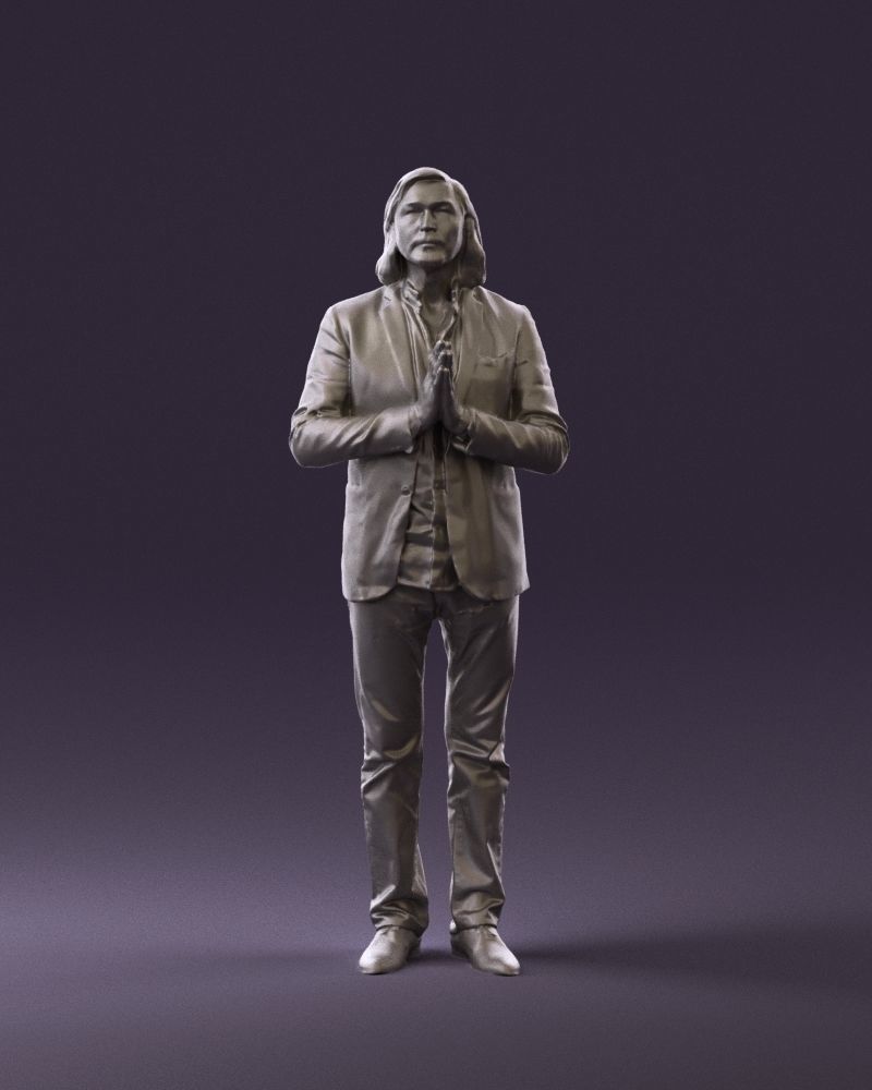 Man in blue top jeans hands like praying 0828 3D Print Ready 3D print model_22