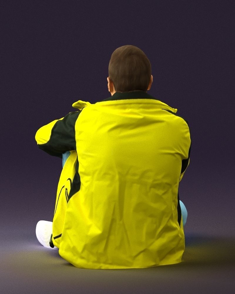 Serious man in yellow winter jacket seat 0825 3D Print Ready 3D print model_13
