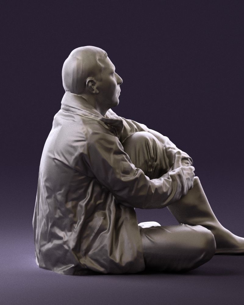 Serious man in yellow winter jacket seat 0825 3D Print Ready 3D print model_8