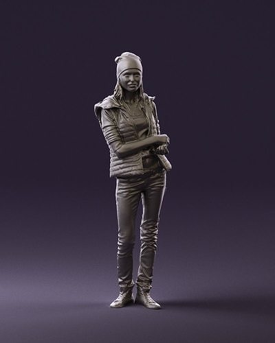 Woman in black pink bag behind 0819 3D Print Ready 3D print model