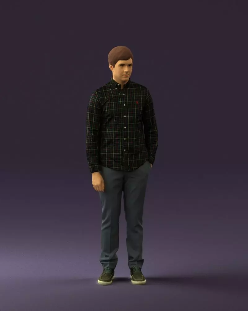 Man in black yellow tshirt 0409 3D model_0