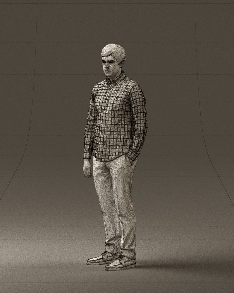 Man in black yellow tshirt 0409 3D model_29