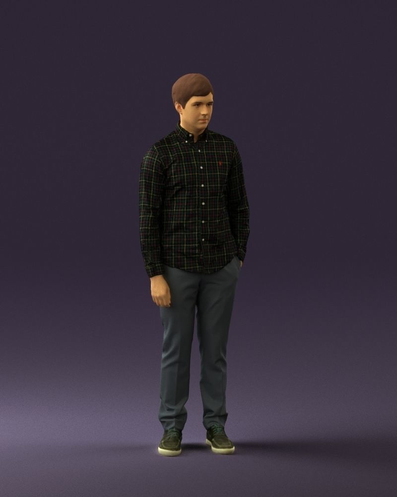 Man in black yellow tshirt 0409 3D model_3