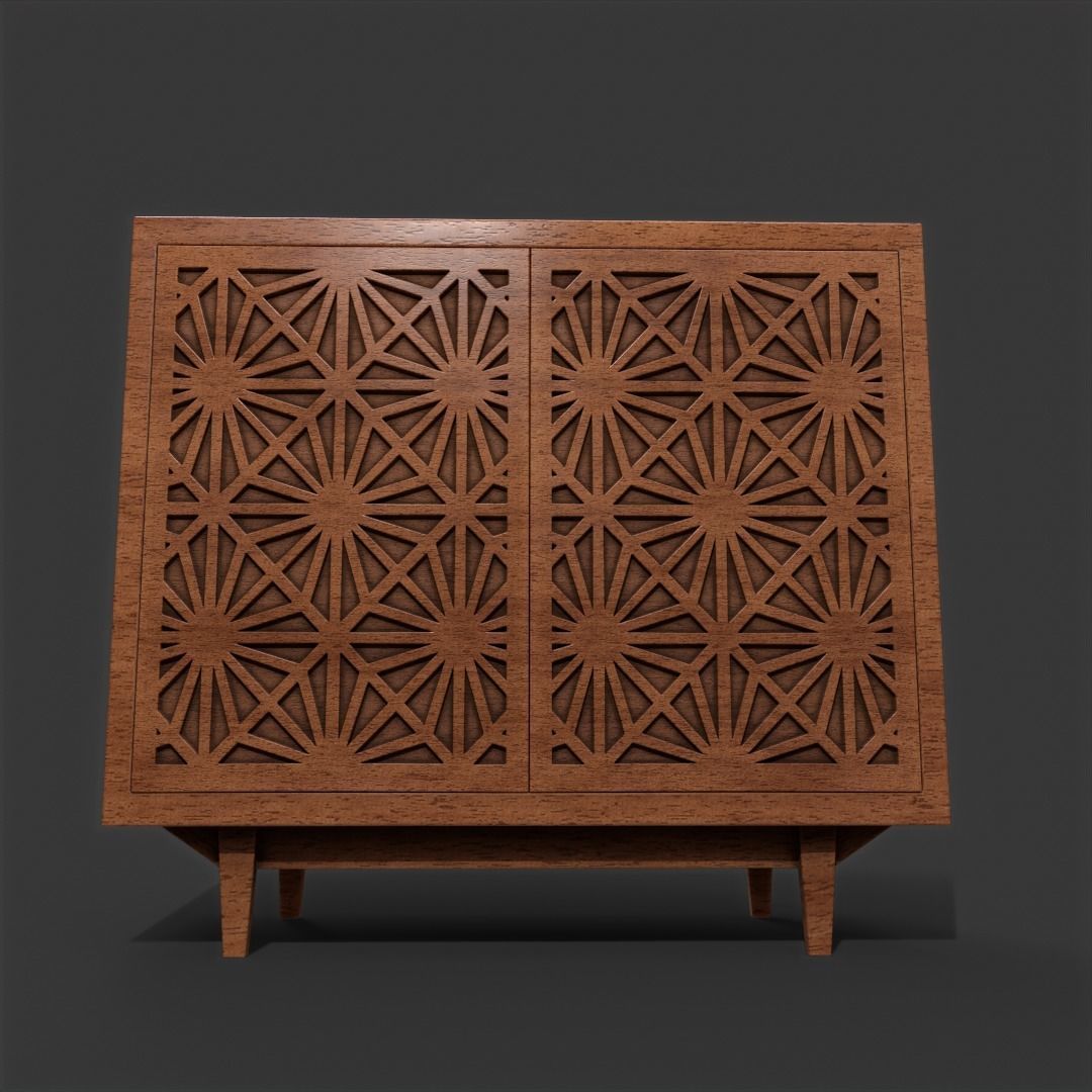 Pbr Cabinet With Cnc carved Doors 3D model_4