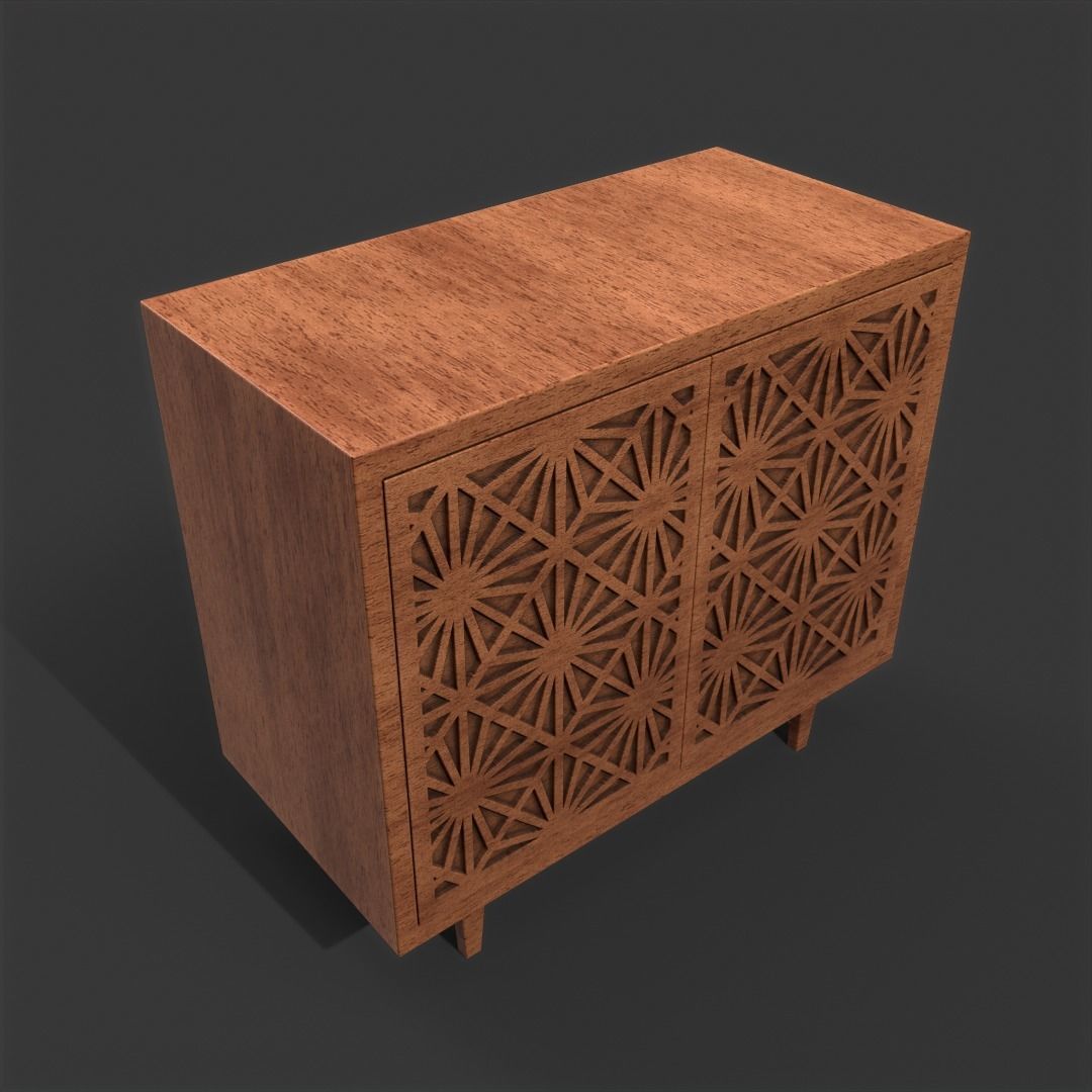 Pbr Cabinet With Cnc carved Doors 3D model_2