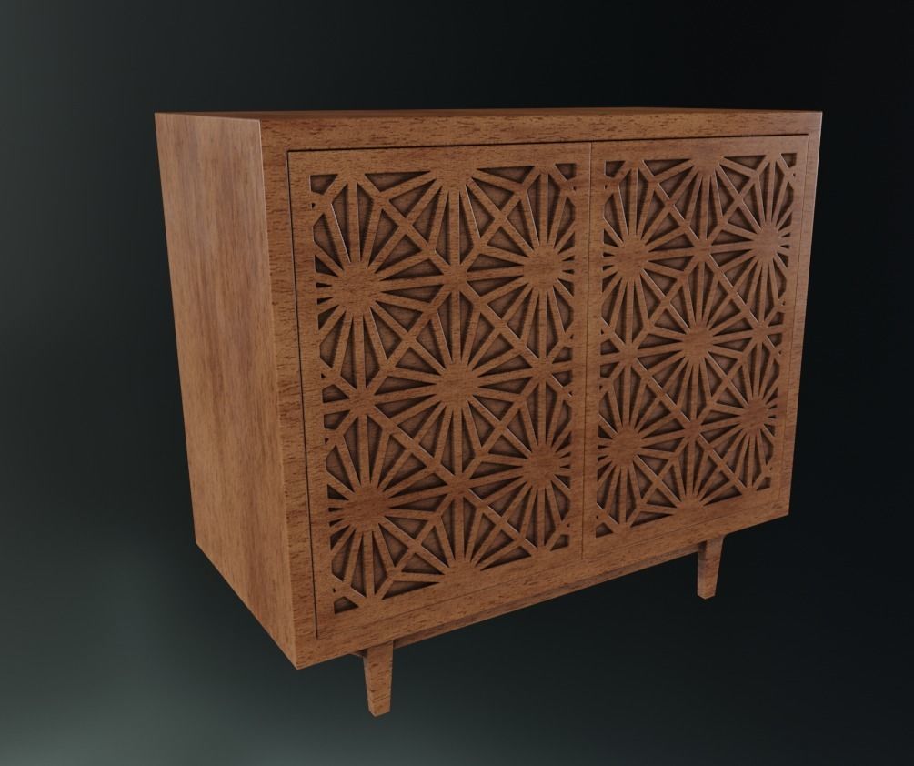 Pbr Cabinet With Cnc carved Doors 3D model_6