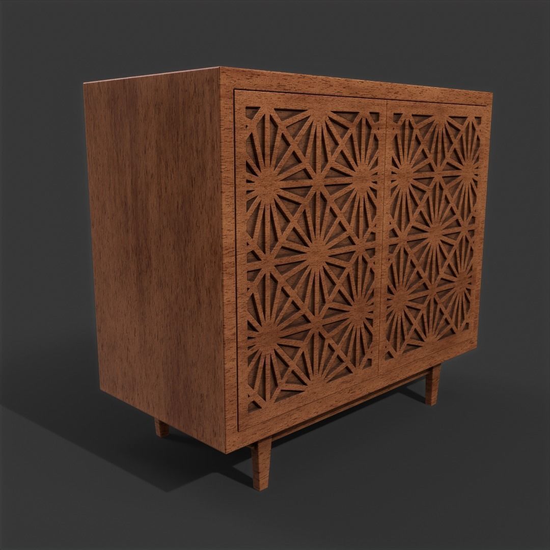 Pbr Cabinet With Cnc carved Doors 3D model_5