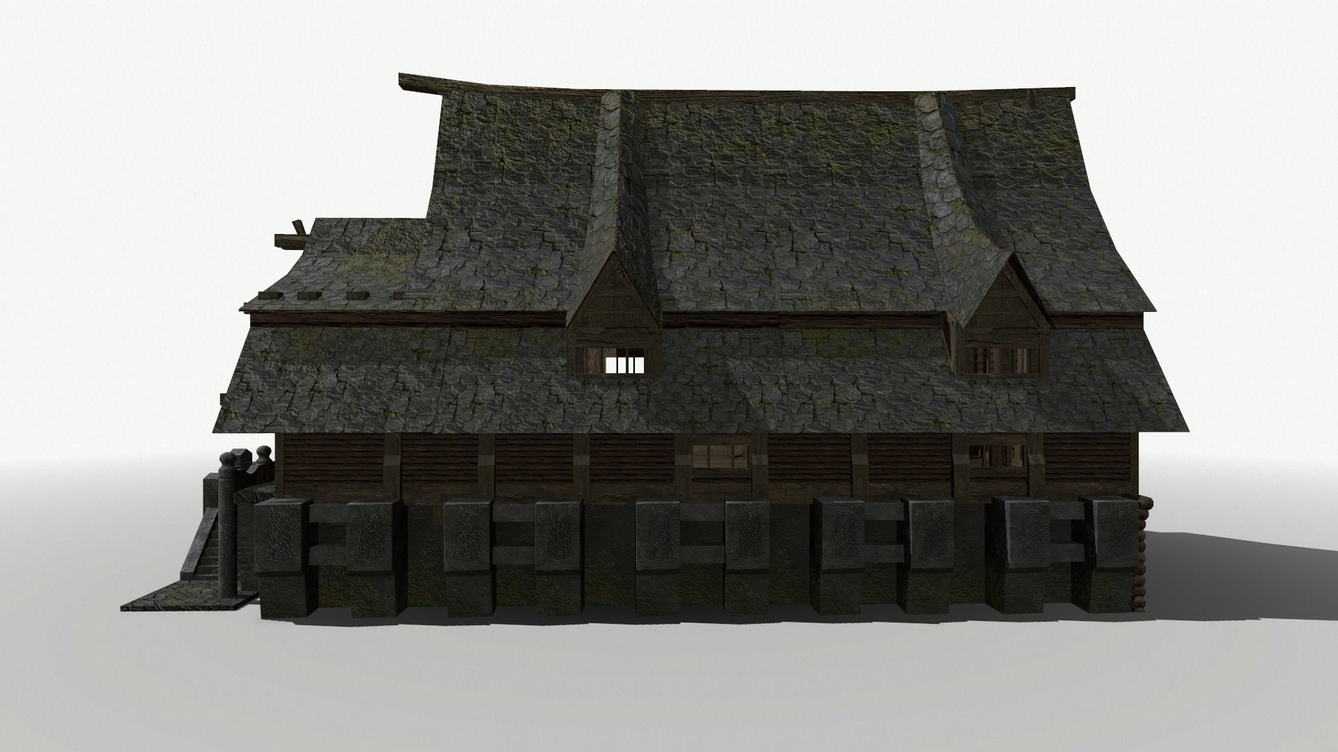 Fantasy Longhouse Low-poly 3D model_3