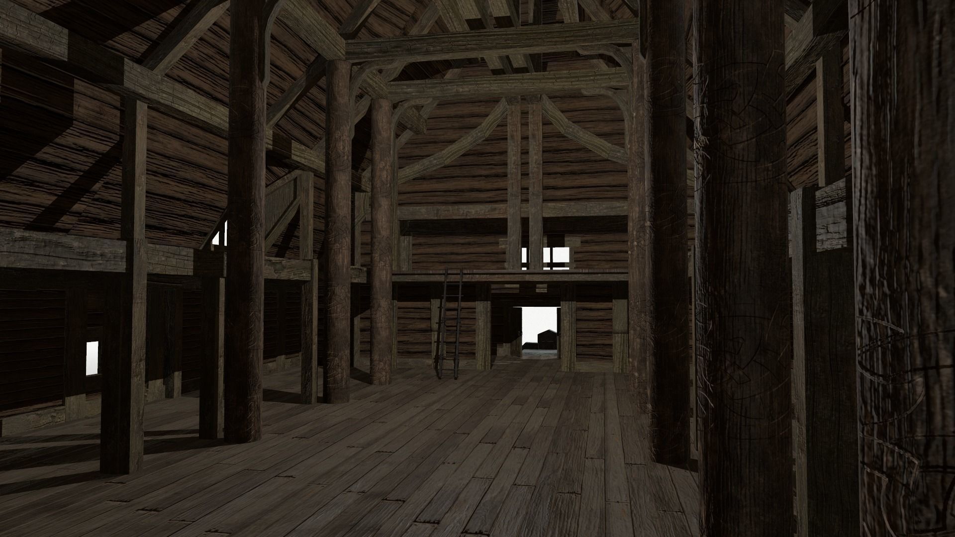 Fantasy Longhouse Low-poly 3D model_5