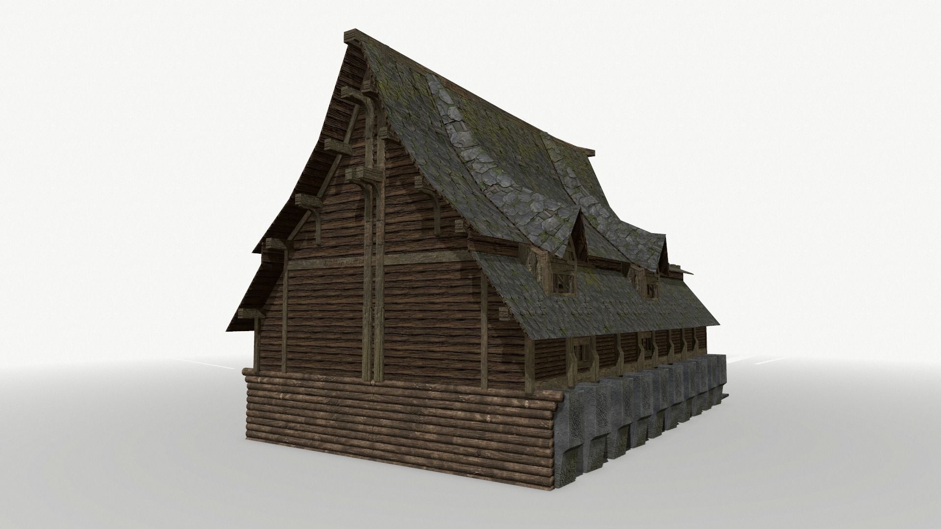 Fantasy Longhouse Low-poly 3D model_2
