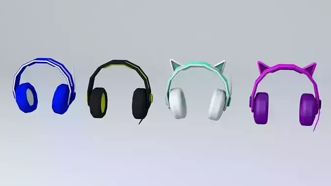 Gamer Headsets Low-poly 3D model