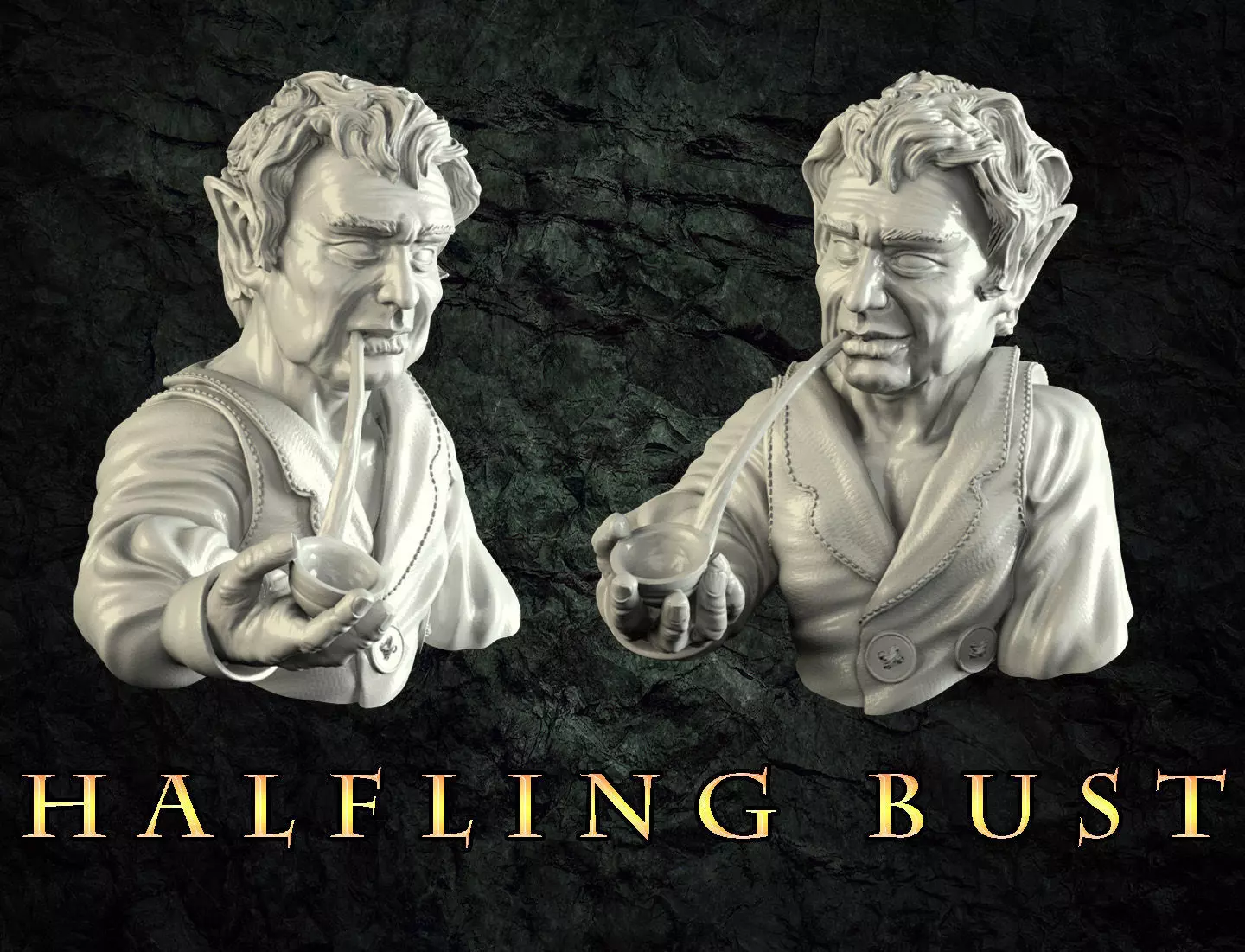 Halfling bust pipe 3D print model_0