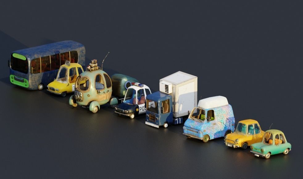 Vehicles Pack Cartoon 3D model_3