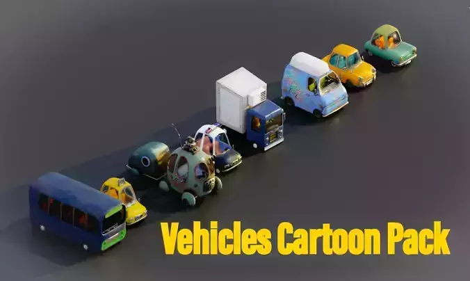 Vehicles Pack Cartoon 3D model