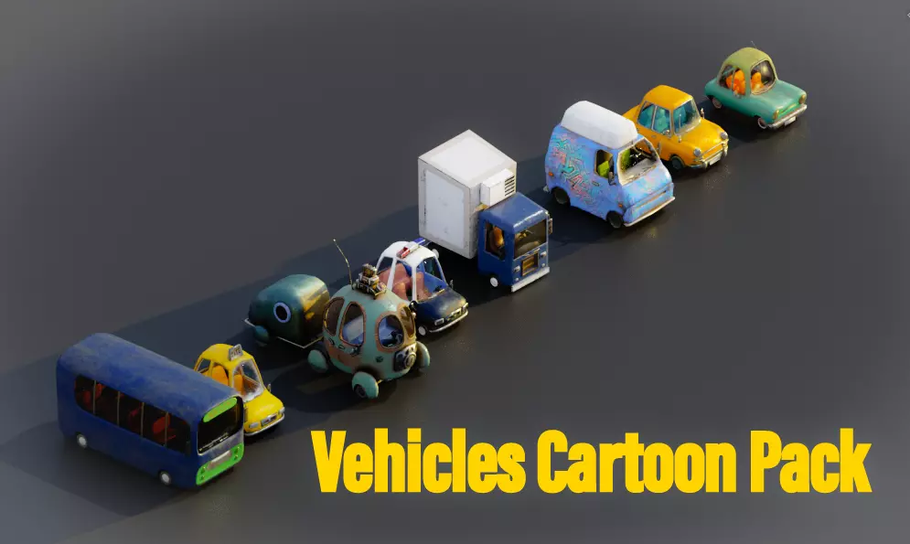 Vehicles Pack Cartoon 3D model_0