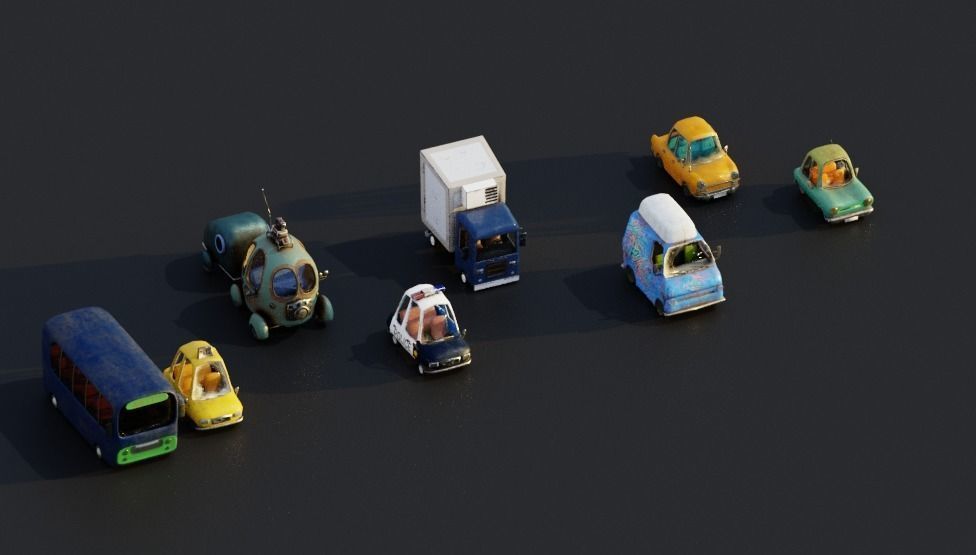 Vehicles Pack Cartoon 3D model_2