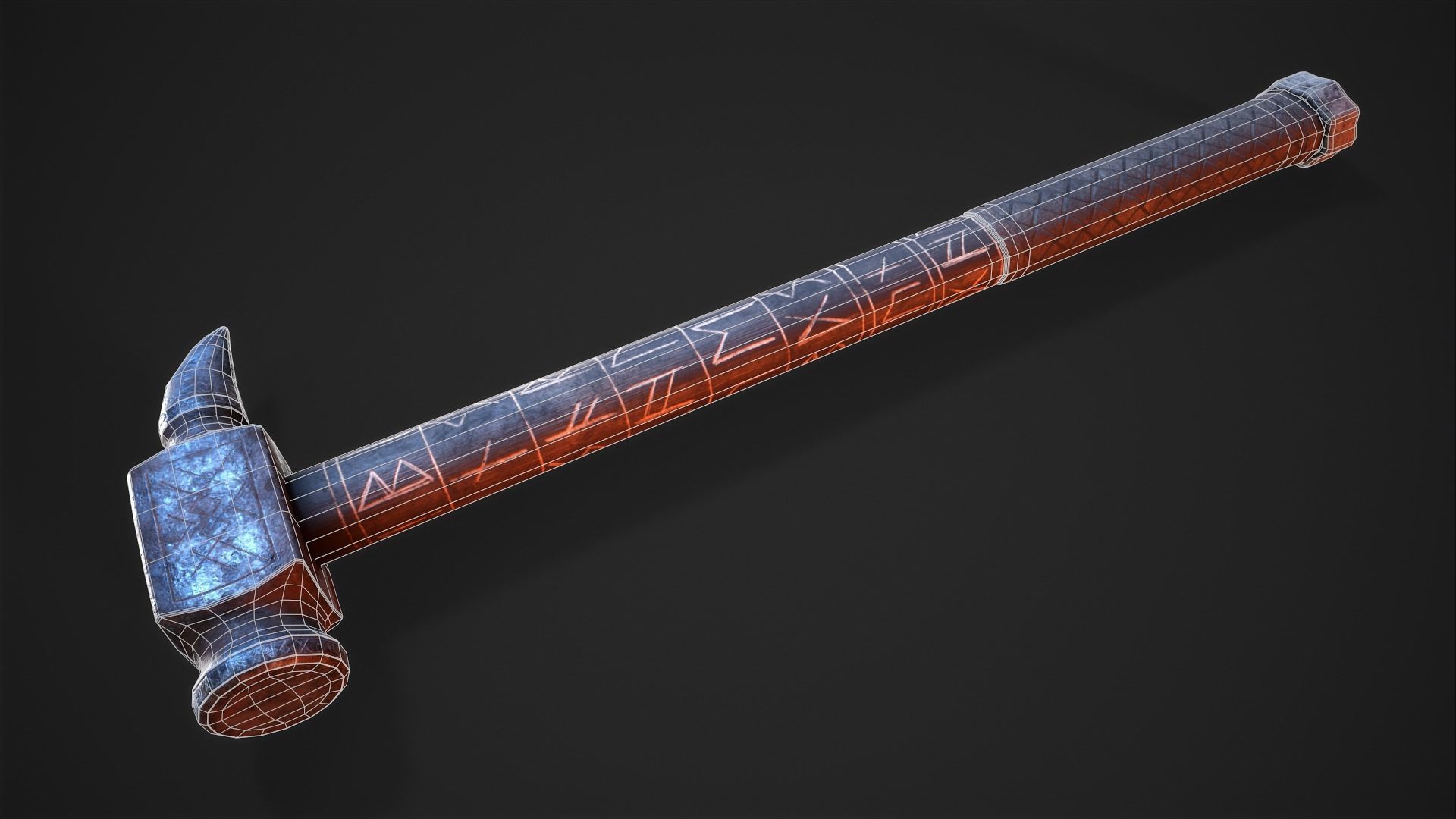 Viking War Hammer Low-poly 3D model_7