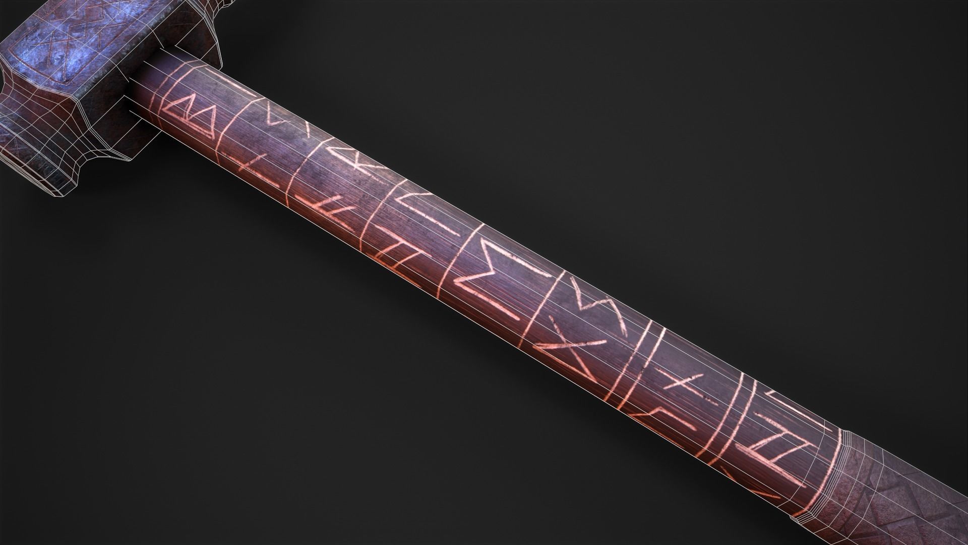 Viking War Hammer Low-poly 3D model_10