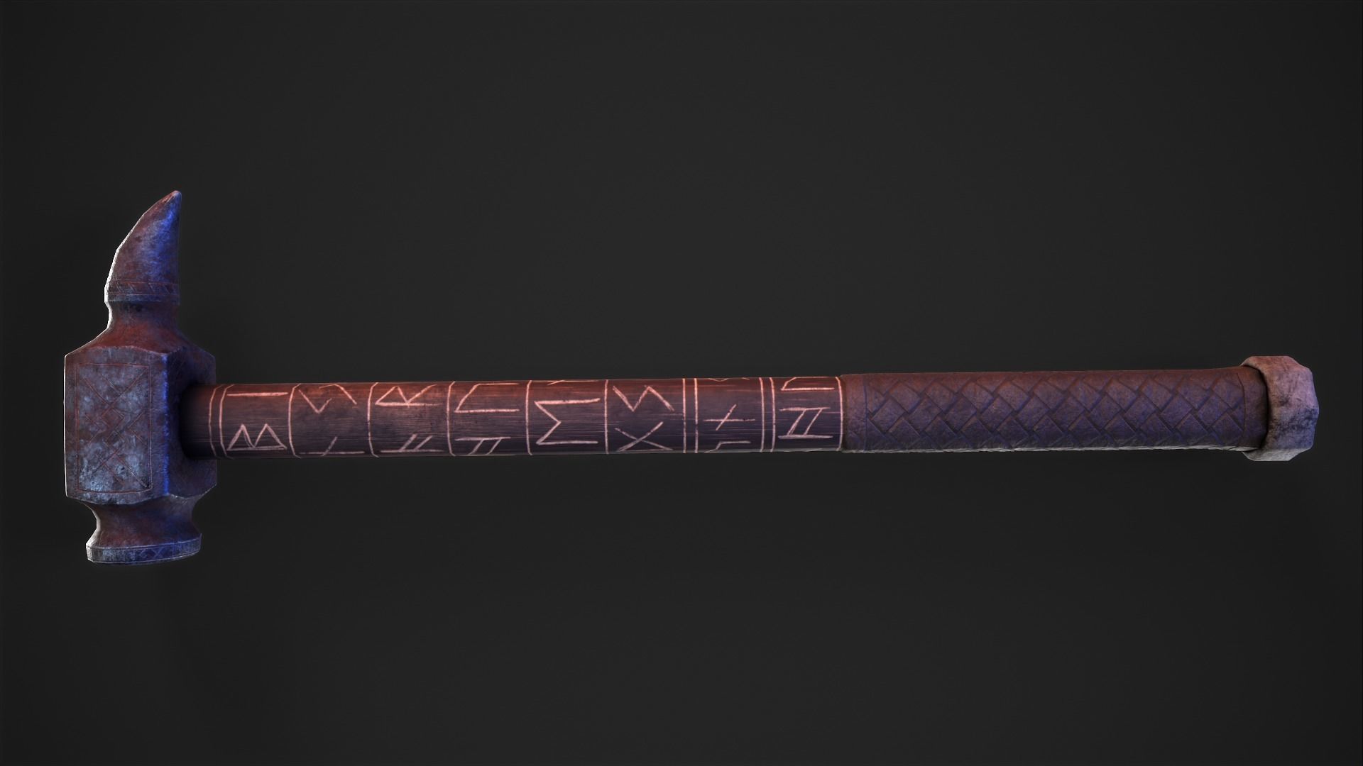 Viking War Hammer Low-poly 3D model_1