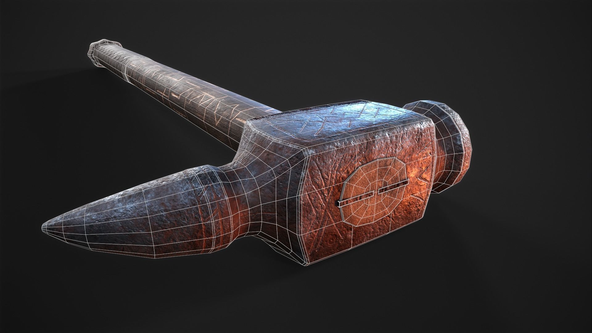 Viking War Hammer Low-poly 3D model_12