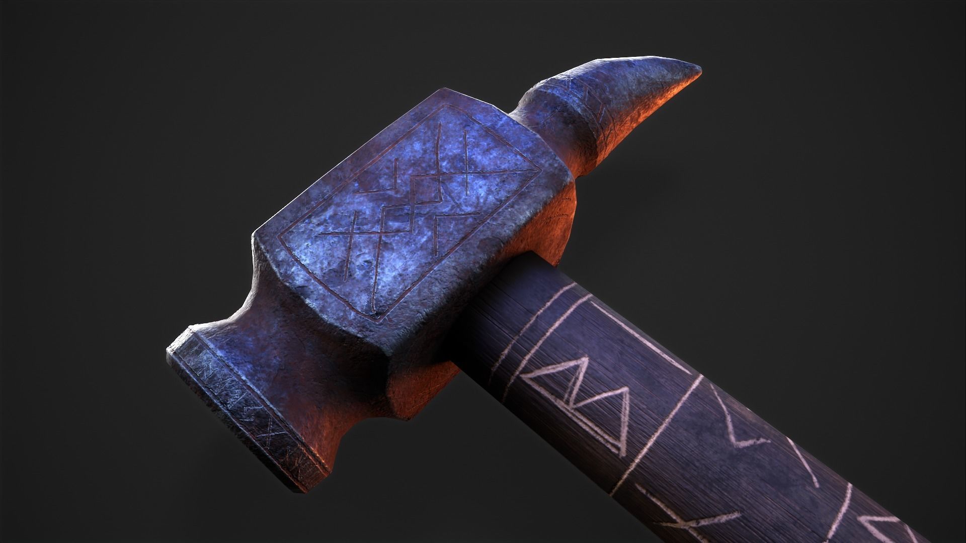 Viking War Hammer Low-poly 3D model_2