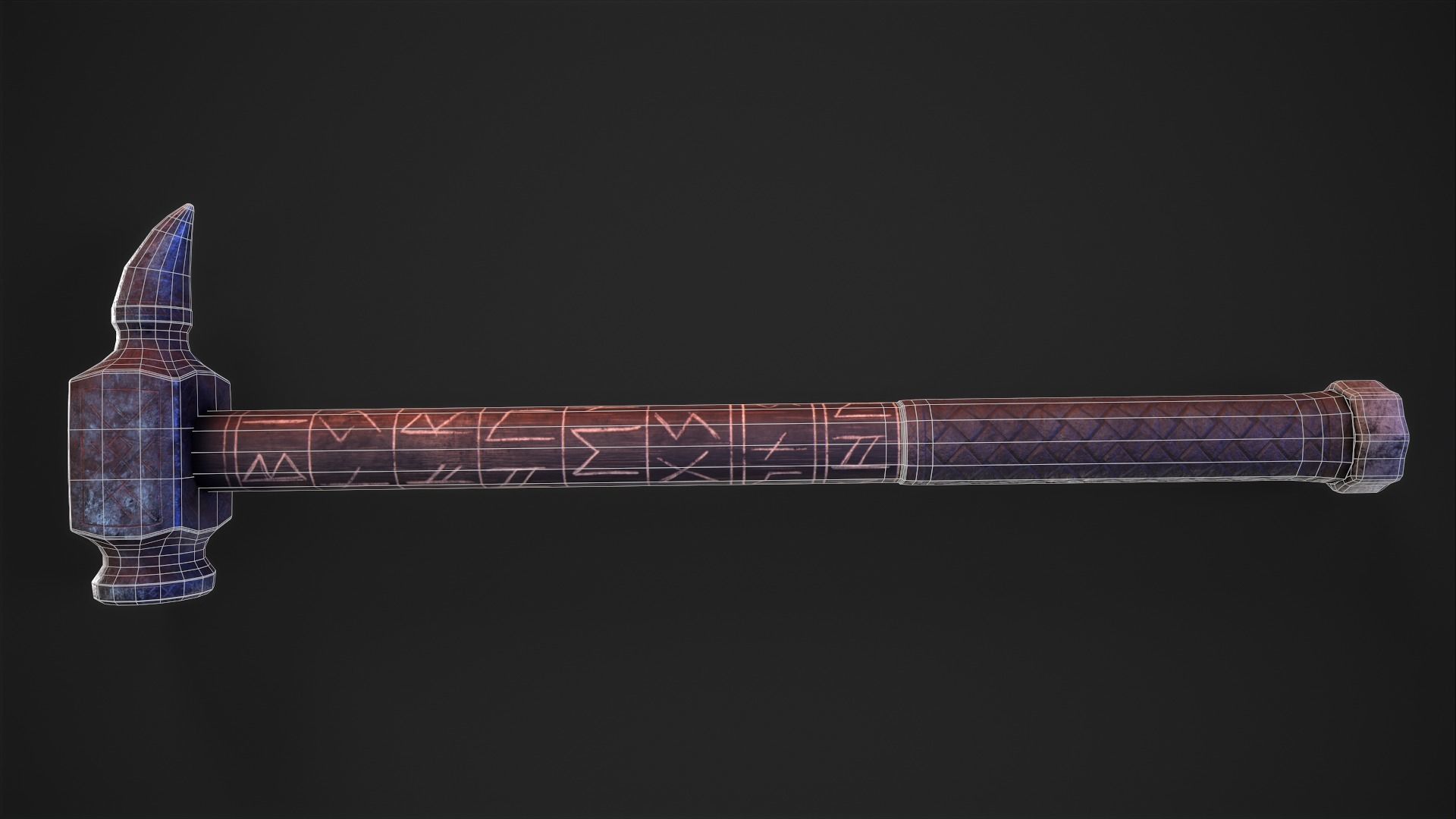 Viking War Hammer Low-poly 3D model_8