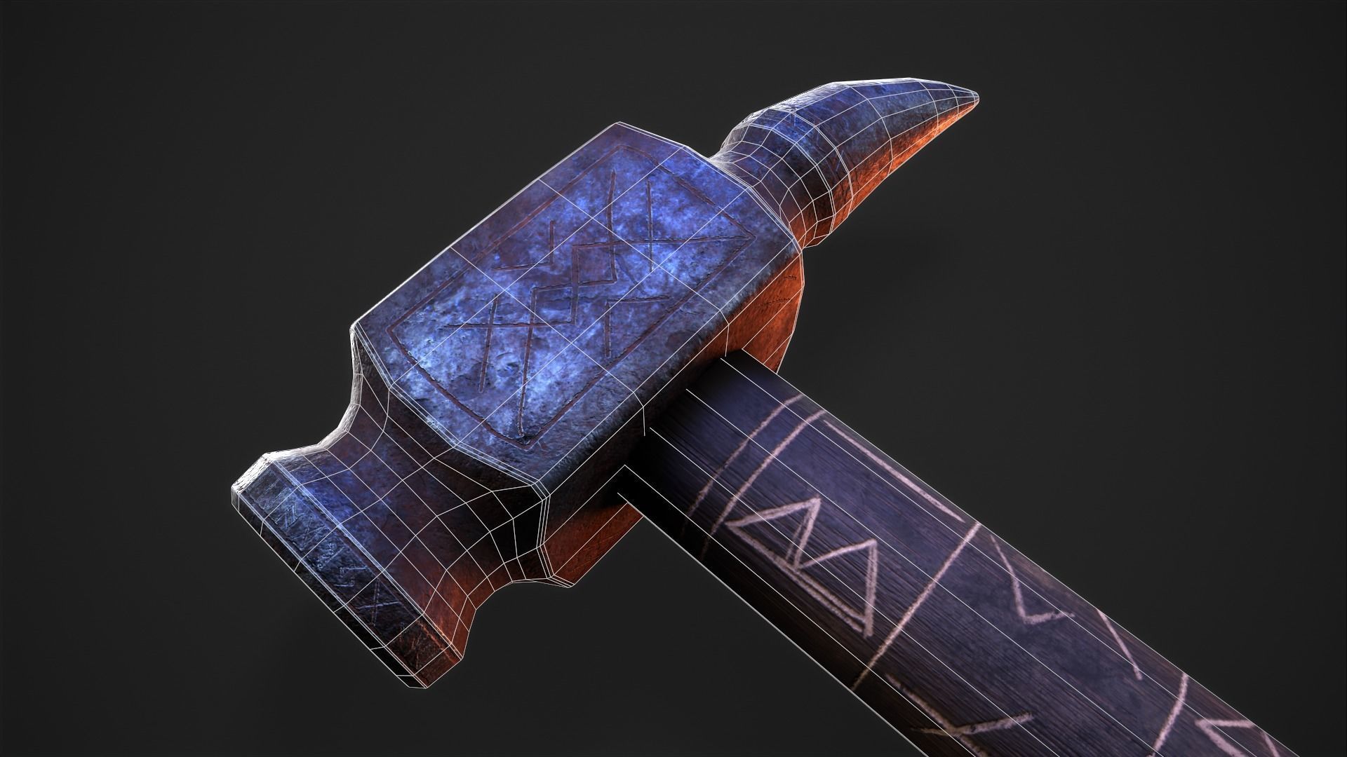 Viking War Hammer Low-poly 3D model_9