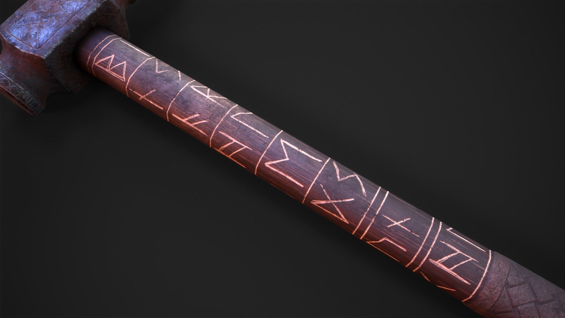 Viking War Hammer Low-poly 3D model_3