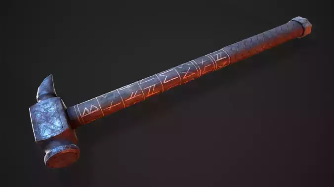 Viking War Hammer Low-poly 3D model