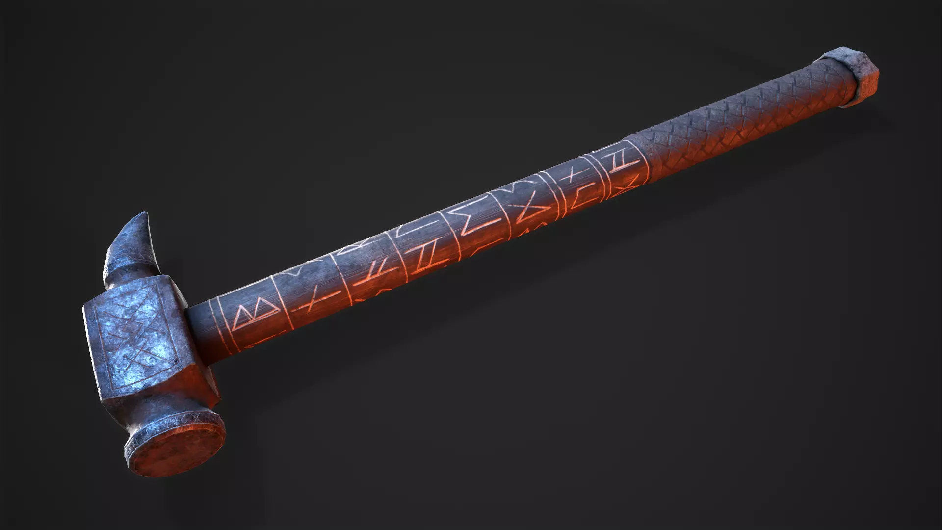 Viking War Hammer Low-poly 3D model_0