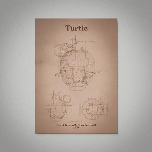 Turtle Submarine Wall Picture 3D model