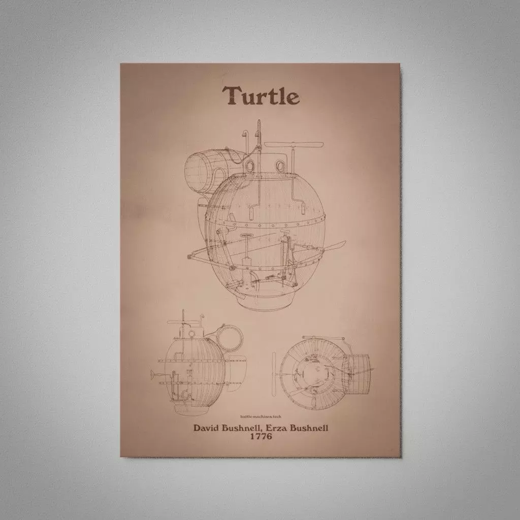 Turtle Submarine Wall Picture 3D model_0