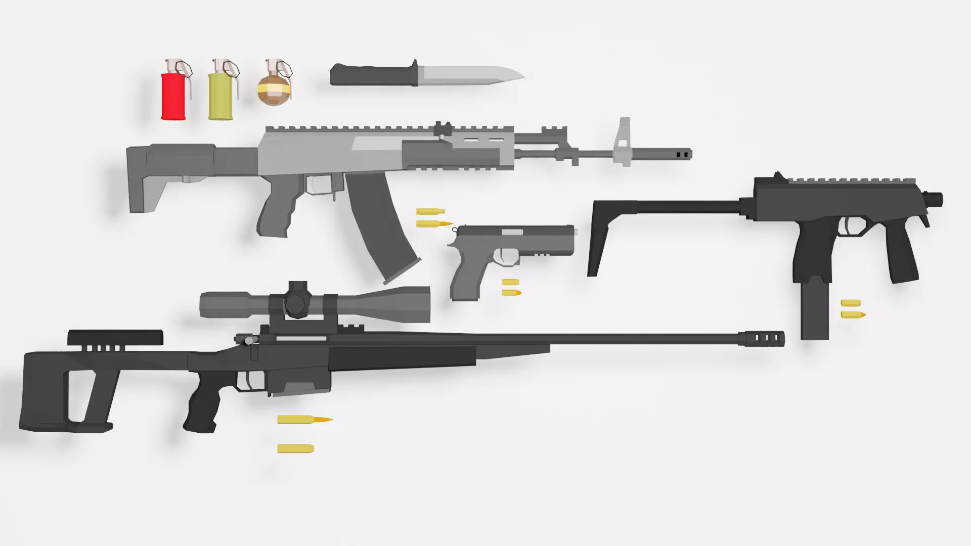 Weapon pack - LowPoly Free low-poly 3D model