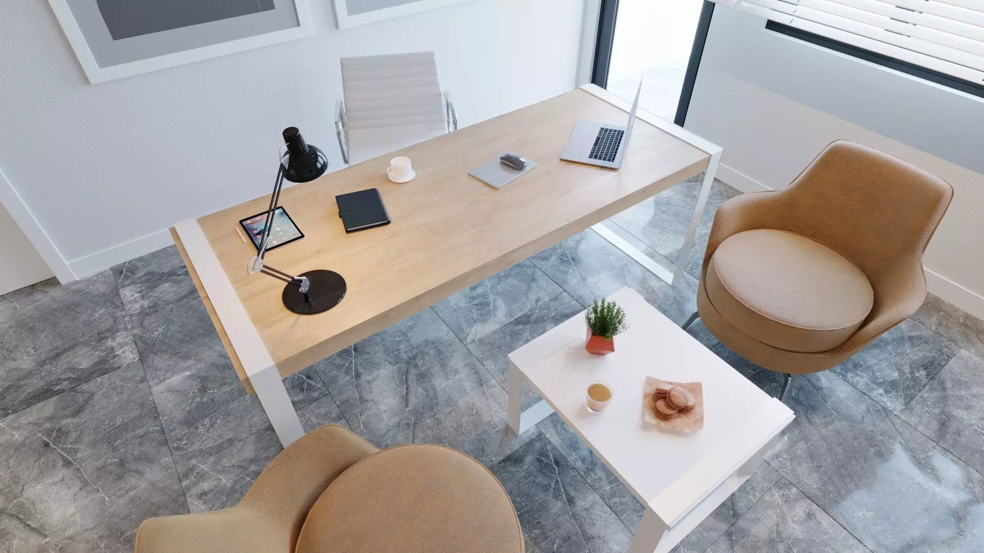 Work Desk Low-poly 3D model_0