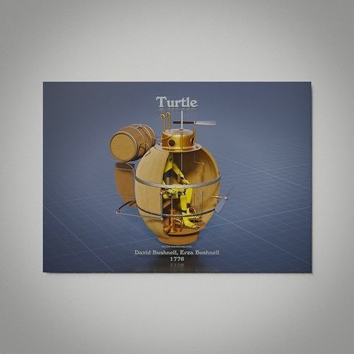 Turtle Submarine Wall Picture 3D model