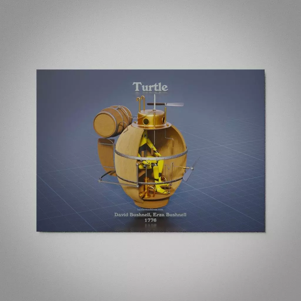 Turtle Submarine Wall Picture 3D model_0