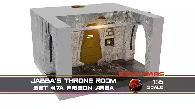 Jabbas Throne Room - Set 7A - Prison Cell 1-6 scale Hottoys  3D print model