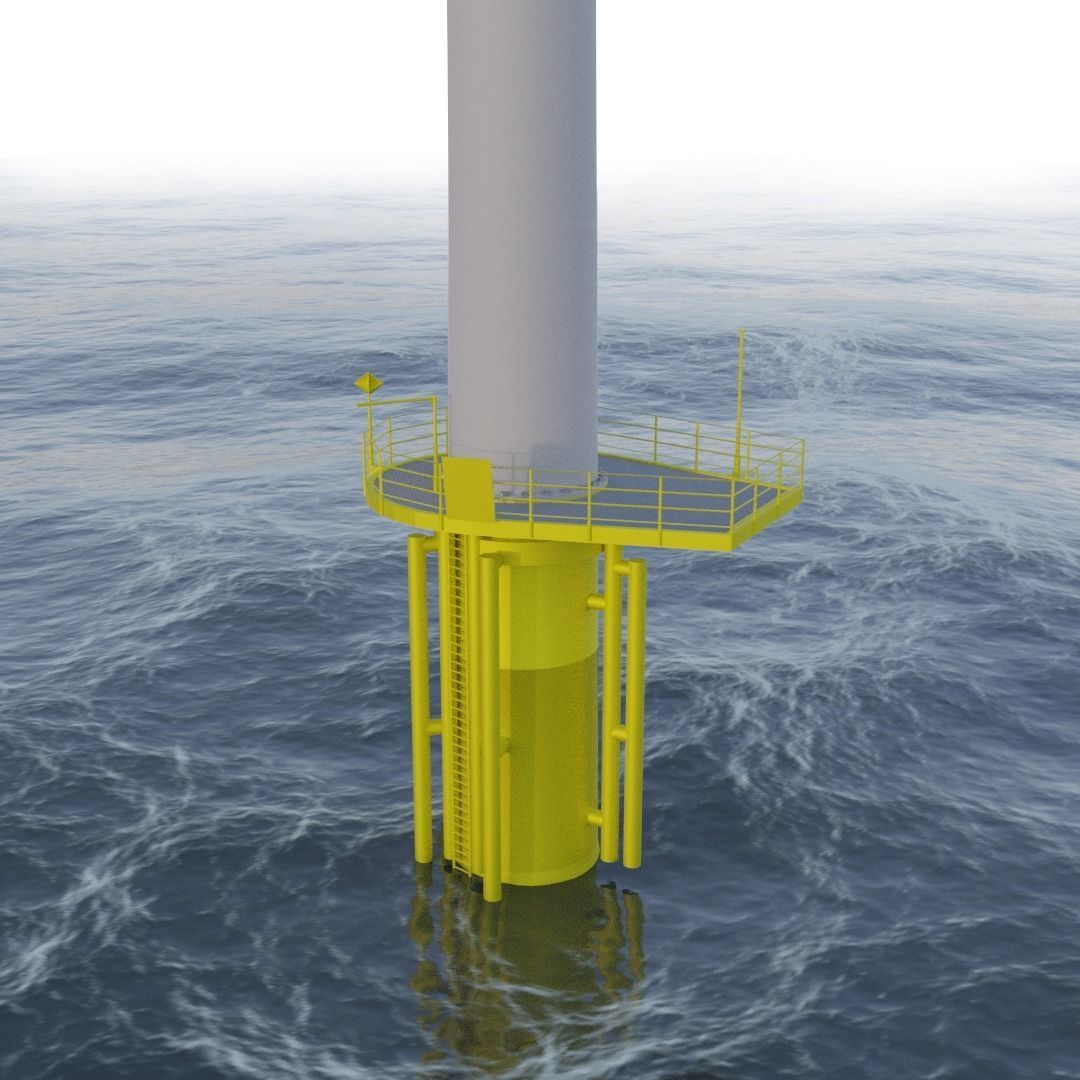 Offshore Turbine Engine Low-poly 3D model_1