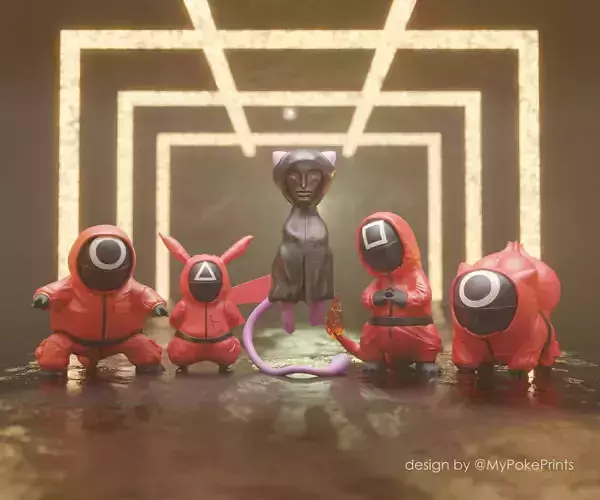 SQUID GAME STARTER POKEMON charmander pikachu and other 3D print model