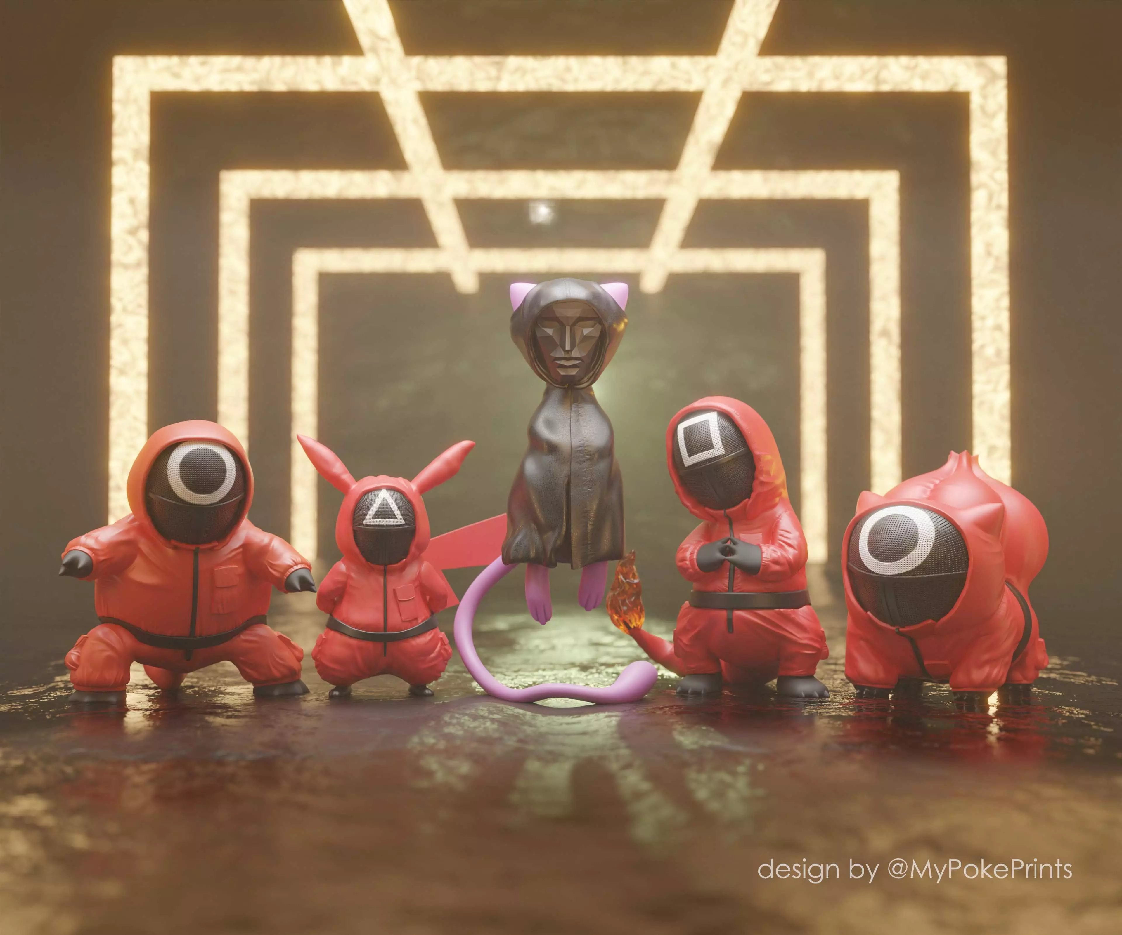 SQUID GAME STARTER POKEMON charmander pikachu and other 3D print model_0