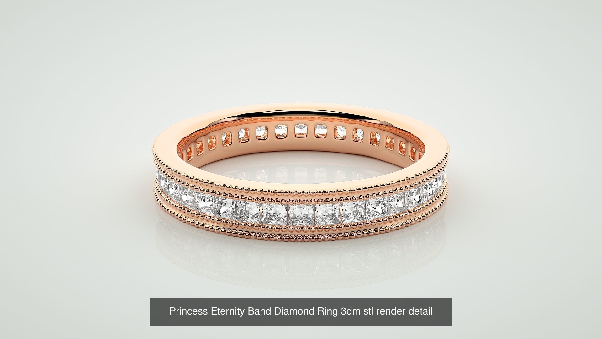 19 Princess and Baguette Eternity Band Diamond Ring 3dm stl  3D Model Collection_16